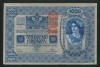 T021 AUSTRIA UNGARIA 1000 KRONEN COROANE 1902 SUPRATIPAR D&Ouml; 1919 aUNC