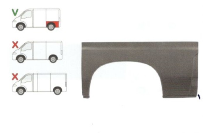 Segment reparatie aripa spate CITROEN JUMPER (230/244), 06.1994-08.2006; FIAT DUCATO (230/244), 03.1994-2006, PEUGEOT BOXER (230/244), 06.1994-2006,
