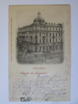 Rară! București:Hotel Bristol,carte poștala circulata la New York 1899 foto