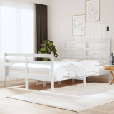VidaXL Cadru pat, alb, 140x190 cm, lemn masiv de pin