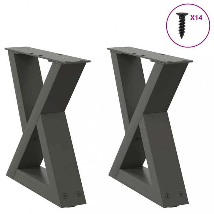 vidaXL Picioare pentru măsuță de cafea, 2 buc., antracit, 40x(30-31,3) cm, oțel 4012682