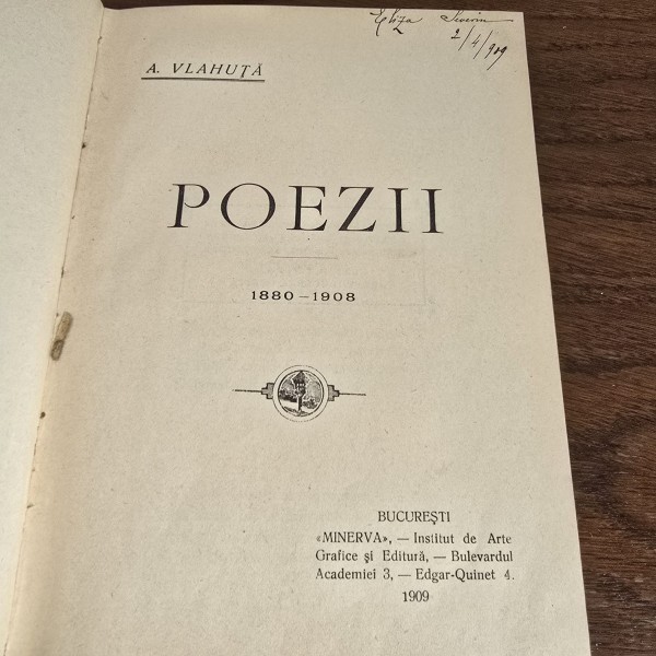 Poezii - A. Vlahuta 1880-1908 Editia Intai 1909