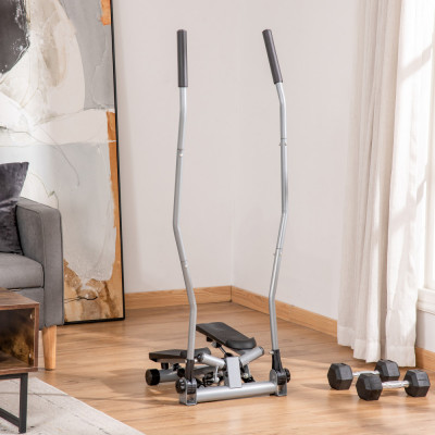 HOMCOM Stepper cu Ghidon, Manere, Step Fitness cu Monitor LCD pentru Casa si Sala, Argintiu foto