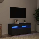 VidaXL Comodă TV cu lumini LED, negru, 90x35x40 cm