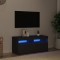 vidaXL Comodă TV cu lumini LED, negru, 90x35x40 cm 804383