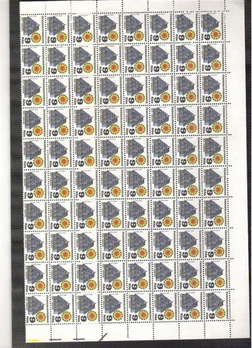 Czechoslovakia 1971 Buildings, 100 stamps in bloc, MNH J.1