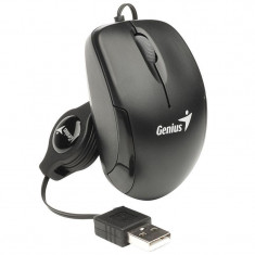 Mouse Genius Micro Traveler, Wired, USB, 1200 DPI, Cablu Retractabil, Senzor Optic, 2 Butoane, Scroll, Negru foto