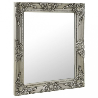 Oglindă de perete &amp;icirc;n stil baroc, argintiu, 50 x 60 cm foto