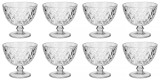 Set boluri, 8 piese, 300 ml, Sticla, Gri transparent