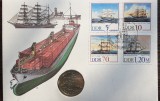 GERMANIA DEMOCRATA - FDC SI MONEDA UNC 5 MARK 1988, 30 ANI PORTUL ROSTOCK, Europa