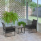 Outsunny set mobilier exterior, masa, scaune si perne, negru