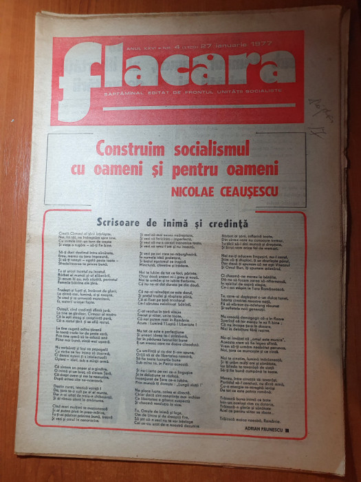 flacara 27 ianuarie 1977-ziua lui ceausescu,art. foto jud.bihor,biharia,f.neagu