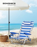Cumpara ieftin Scaun de plaja, Songmics, Albastru-Alb, 63x68x75 cm