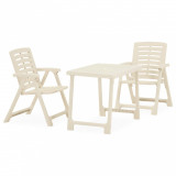 Set mobilier de bistro pliabil, 3 piese, alb, plastic GartenMobel Dekor, vidaXL