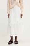 Desigual fustă din bumbac TOLSTOI culoarea alb, maxi, evazati, 25SWFW01
