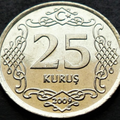 Moneda 25 KURUS - TURCIA, anul 2009 * cod 3425 = A.UNC