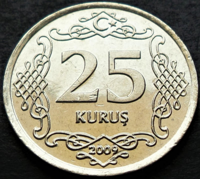 Moneda 25 KURUS - TURCIA, anul 2009 * cod 3425 = A.UNC foto