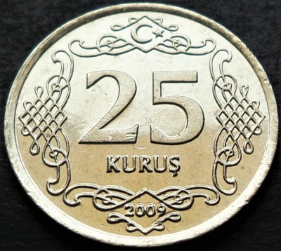 Moneda 25 KURUS - TURCIA, anul 2009 * cod 3425 = A.UNC foto