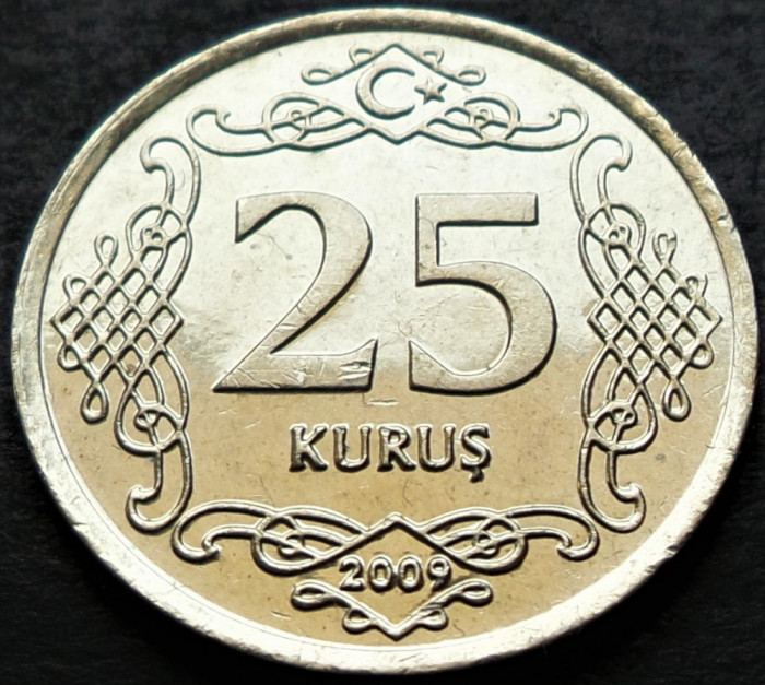 Moneda 25 KURUS - TURCIA, anul 2009 * cod 3425 = A.UNC