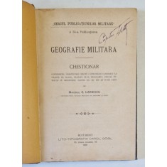 GEOGRAFIE MILITARA de MAIORUL G. IANNESCU , 1891 , PREZINTA INSEMNARE CU CREION COLORAT