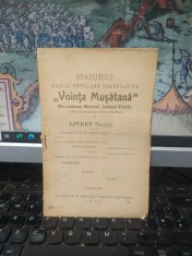 Statutele Băncii populare cooperative Voința Mușătană din c. Rinceni s. Mușata j. Fălciu, azi satele Mușata și R&acirc;nceni c. Berezeni j. Vaslui, 1911 196