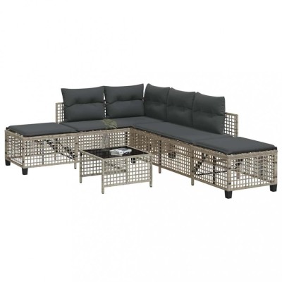 vidaXL Set mobilier colțar grădină perne 3 piese gri deschis poliratan foto