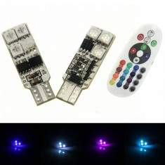 Bec pozitie RGB CU TELECOMANDA &amp;amp;#8211; T10, 6 LED SMD 5050 RGB 12V (pret/set) foto