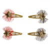 Set 4 Clame Păr Crăciun, Model Stea, Aurii, Multicolor, 5.5cm, Oem