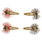 Set 4 Clame Păr Crăciun, Model Stea, Aurii, Multicolor, 5.5cm, Oem