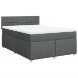 Cumpara ieftin Pat box spring cu saltea, gri inchis, 140x200 cm, textil