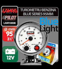 Ceas bord turometru benzina, Blue serie 95mm - CBTB105 foto