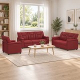Set de canapea 3 pcs Rosu Vin Piele artificiala