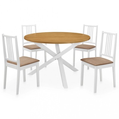 Set de mobilier de bucătărie, 5 piese, alb, MDF foto