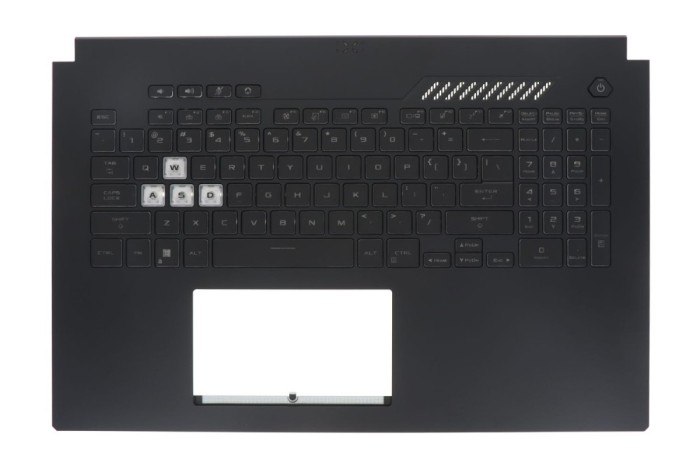 Carcasa superioara cu tastatura palmrest Laptop Gaming, Asus, TUF A17 FA707RC, FA707RE, FA707RC-1B, 90NR09I2-R31UI1, 33NJKTAJNB0, iluminata, layout US