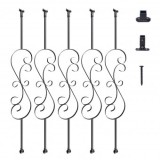Set 5 stalpi balustrada, Vivatechnix 185 x 20 x 1118 mm, Negru mat, accesorii prindere