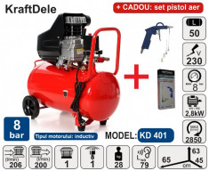 Compresor de aer industrial 50litri, 2.8kW, 220V KraftDele KD401 TBC foto