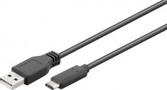 Cablu USB 2.0 tata la USB-C tata 1.80m negru, Goobay foto