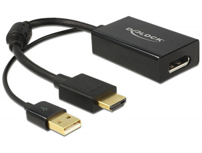 ADAPTOR HDMI-A TATA &amp;gt; DISPLAYPORT 1.2 MAMA, NEGRU 62667 DELOCK foto