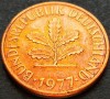 Moneda 2 PFENNIG - RF GERMANIA, anul 1977 * cod 2077 A = litera F, Europa