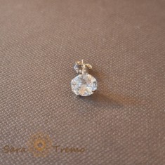 Cercel Unisex cu Cristal Zirconia Alb - Argint 925, 7 mm