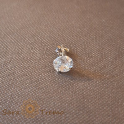 Cercel Unisex cu Cristal Zirconia Alb - Argint 925, 7 mm foto