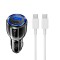 Kit incarcator Auto 1x USB si 1x C + Cablu C-C Negru
