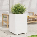 Cumpara ieftin Jardinieră de grădină, alb, 50x50x72,5 cm, lemn masiv de pin
