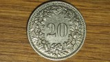 Elvetia - moneda de colectie an rar- 20 rappen 1919 B - Libertas - impecabila !, Europa