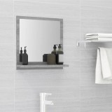 Oglinda Baie Gri Sonoma 40x10.5x37 cm vidaXL cu Raft, Lemn Compozit, Montare pe Perete