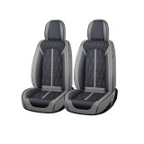 Huse auto premium 5 locuri Carguard Deluxe piele ecologica perforata - gri - negru