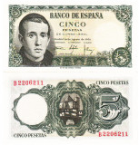 Spania 5 Pesetas 16.08.1951 Jaime Balmes P-140 UNC