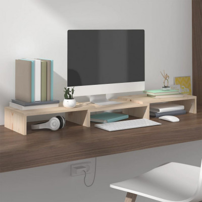 Stand pentru monitor, 80x24x10,5 cm, lemn masiv de pin foto