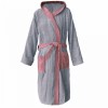 Halat Baie Bumbac Organic Homelevel Gri/Roz 4XL, Unisex, Cordon, Gluga