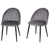 Homcom Set de 2 Scaune fără Cotiere, cu Spătar Curbat, 50x54x80 cm, Gri | Aosom Romania